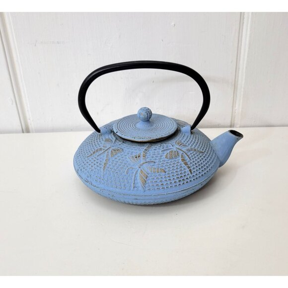 Cast Iron Blue Butterfly Japanese Teapot with Insert - Picture 1 of 9